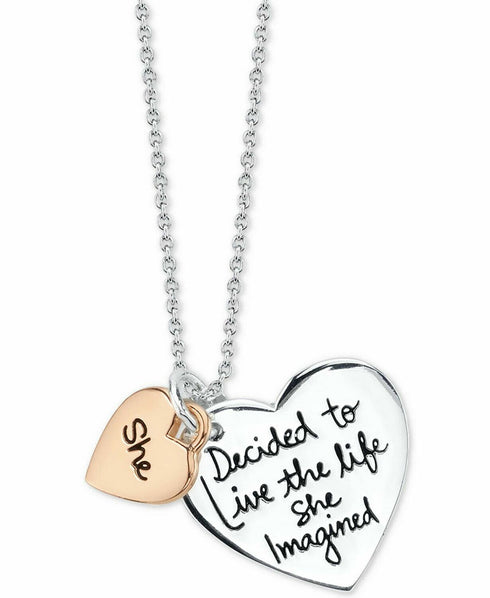 Unwritten "She" Graffiti Heart Pendant Necklace in Two Tone Sterling Silver, 18”